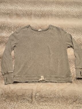 Jane and Delancey Light Sage Green Waffle Knit Long-Sleeve Top